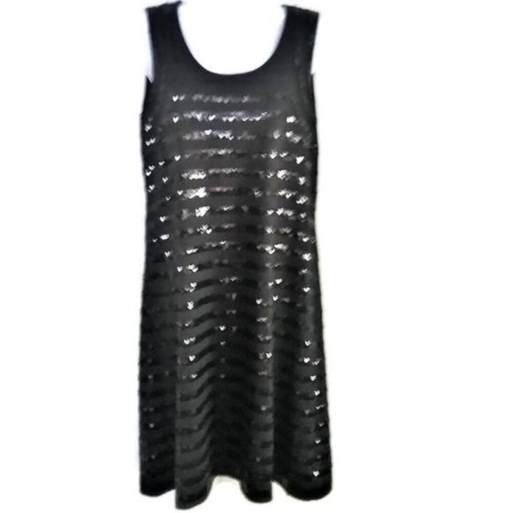Garnet Hill Tank Dress Striped Sequin Sleeveless Cocktail Shift Size S